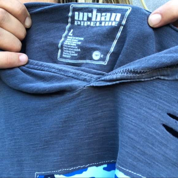 Repurposed Nike Hoodie Distressed Crop Tee - Picture 4 of 6